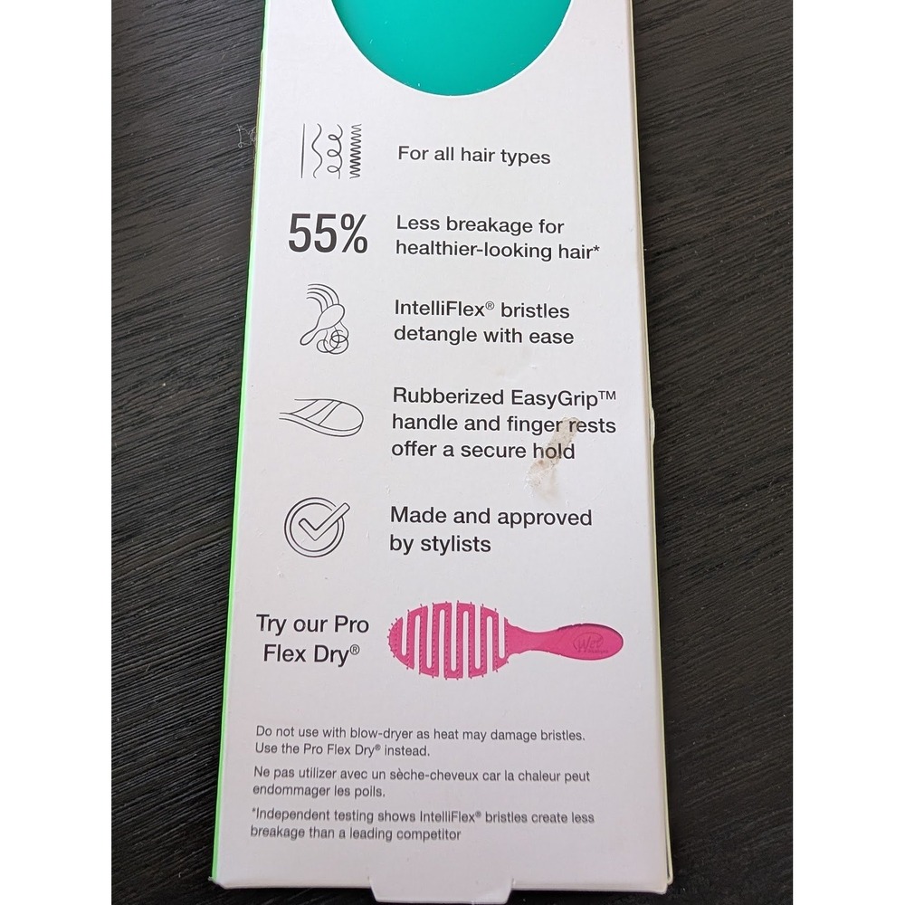 Wet Brush Pro Detangler Teal Green Rubberized Handle IntelliFlex Bristles Hair - Picture 7 of 7